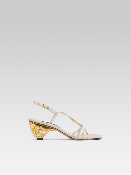 Sirene - Ivory leather sandals with shell heel