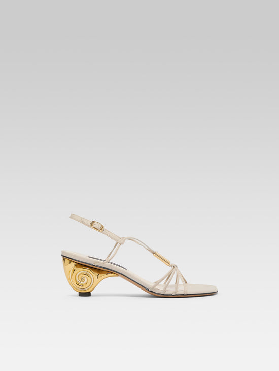 carel Sirene - Sandales cuir ivoire talon coquillage