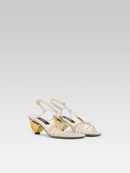 Sirene - Ivory leather sandals with shell heel - Image number 5