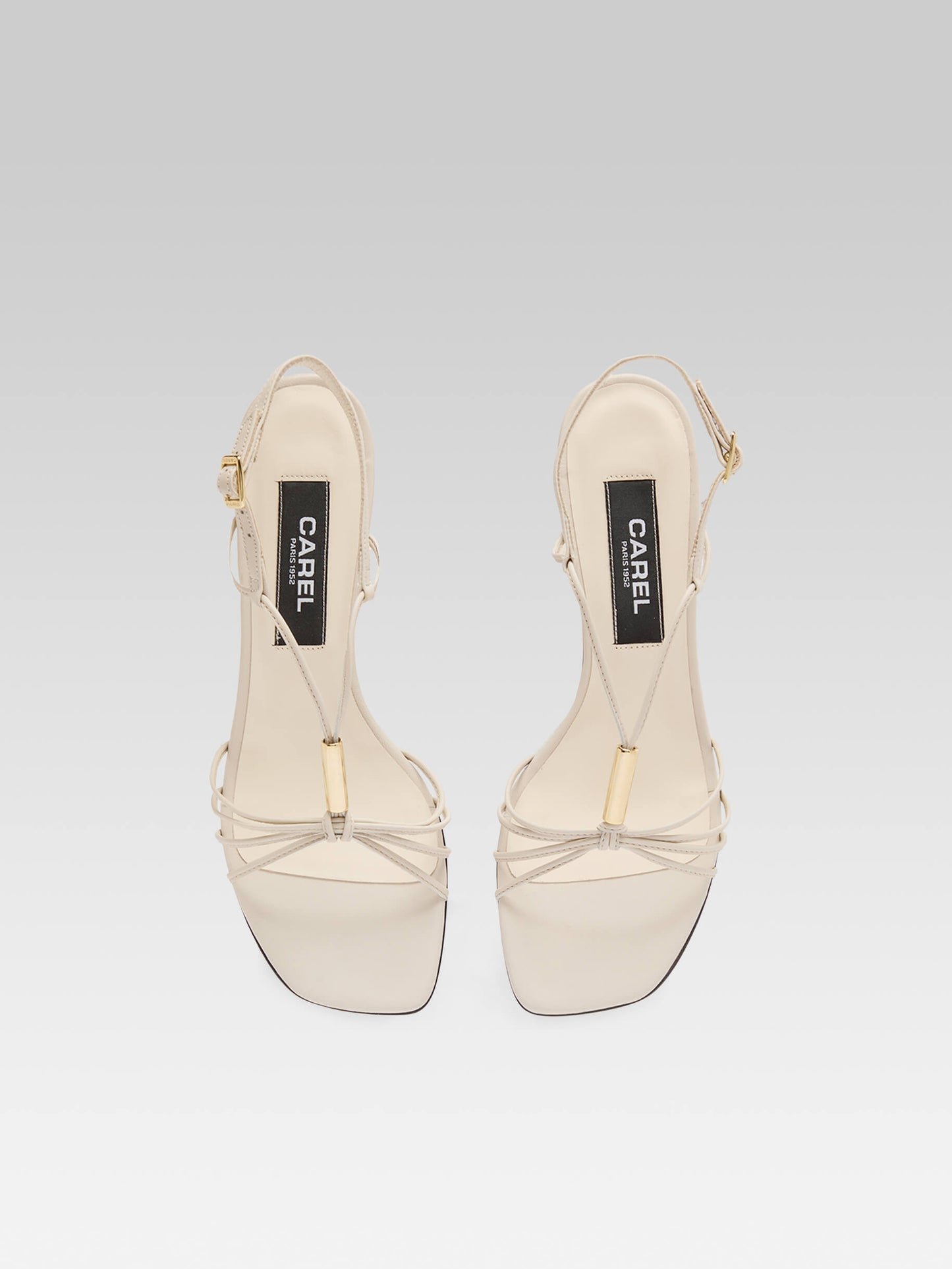 Sirene - Ivory leather sandals with shell heel