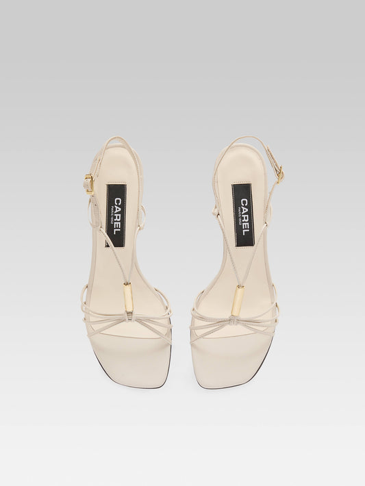 Sirene - Ivory leather sandals with shell heel - Image number 3