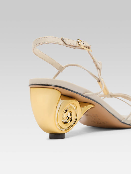 Sirene - Ivory leather sandals with shell heel - Image number 2