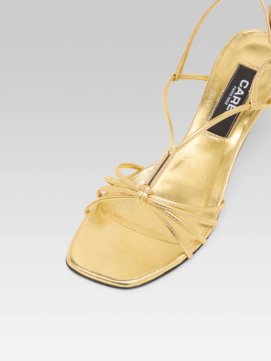 Sirene - Sandales cuir laminé or talon coquillage - Image numéro 4