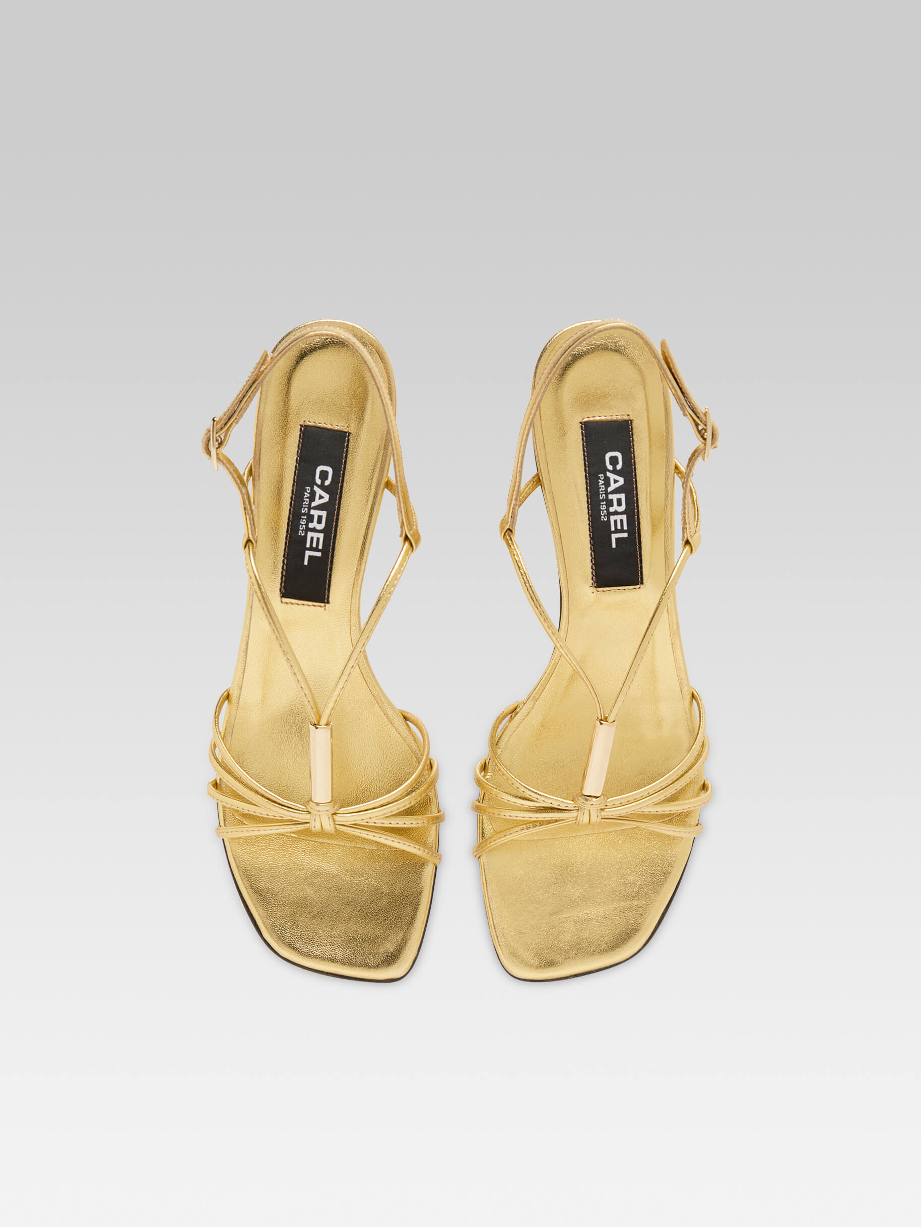 Sirene - Sandales cuir laminé or talon coquillage - Image numéro 3