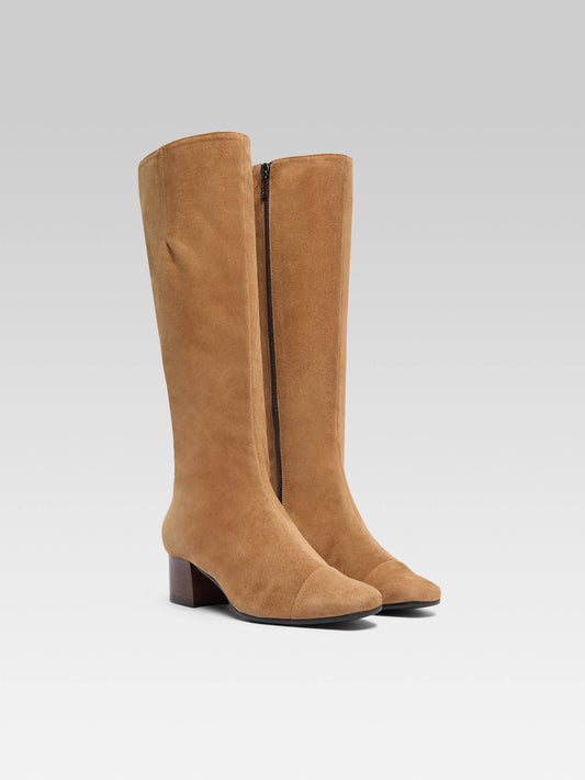 Malaga - Bottes cuir velours noisette - Image numéro 3