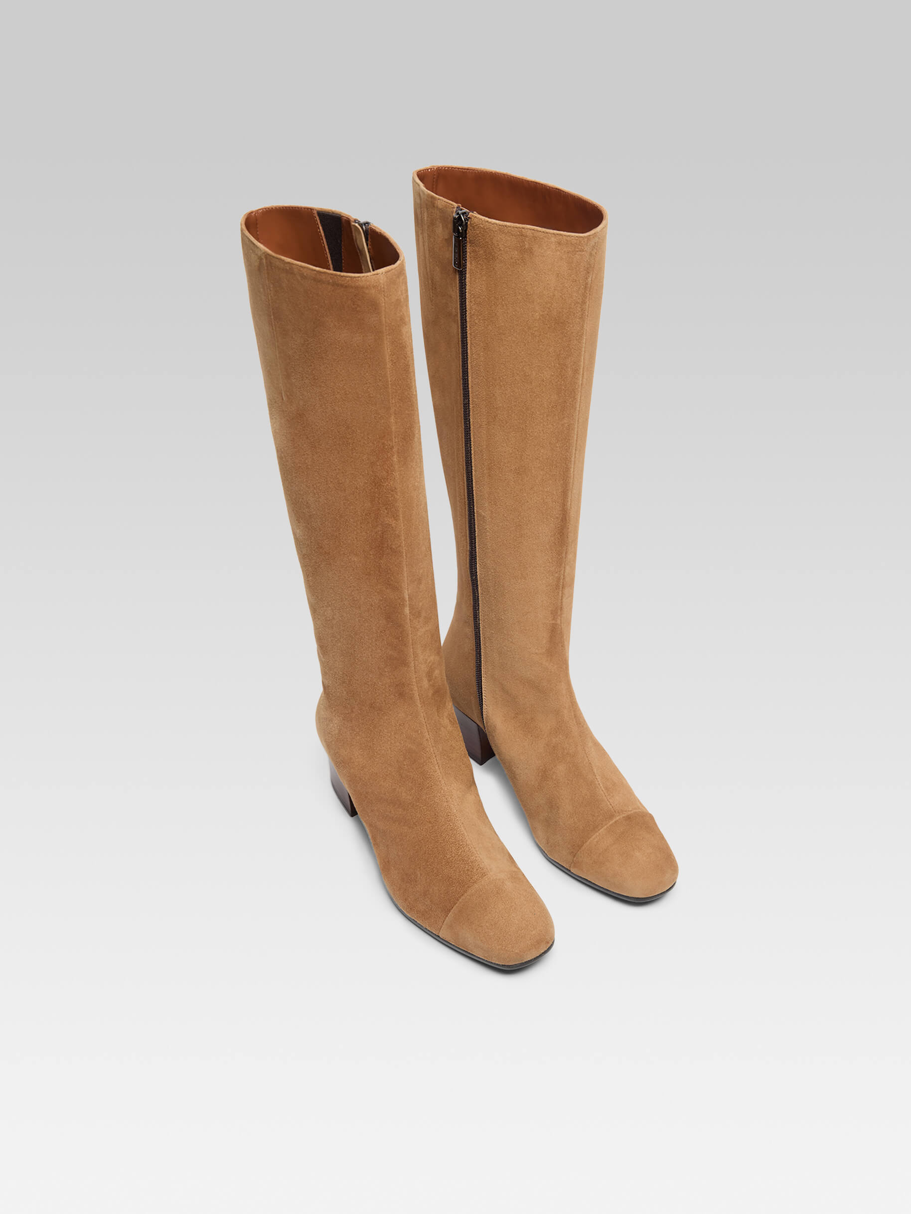 Malaga - Bottes cuir velours noisette - Image numéro 2