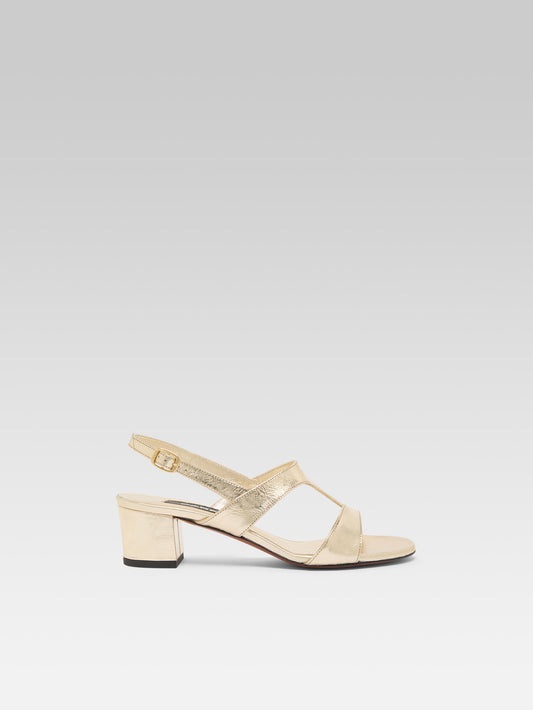 Romy - Platinum laminated leather sandals 