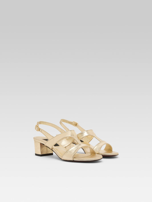 Romy - Platinum laminated leather sandals - Image number 2