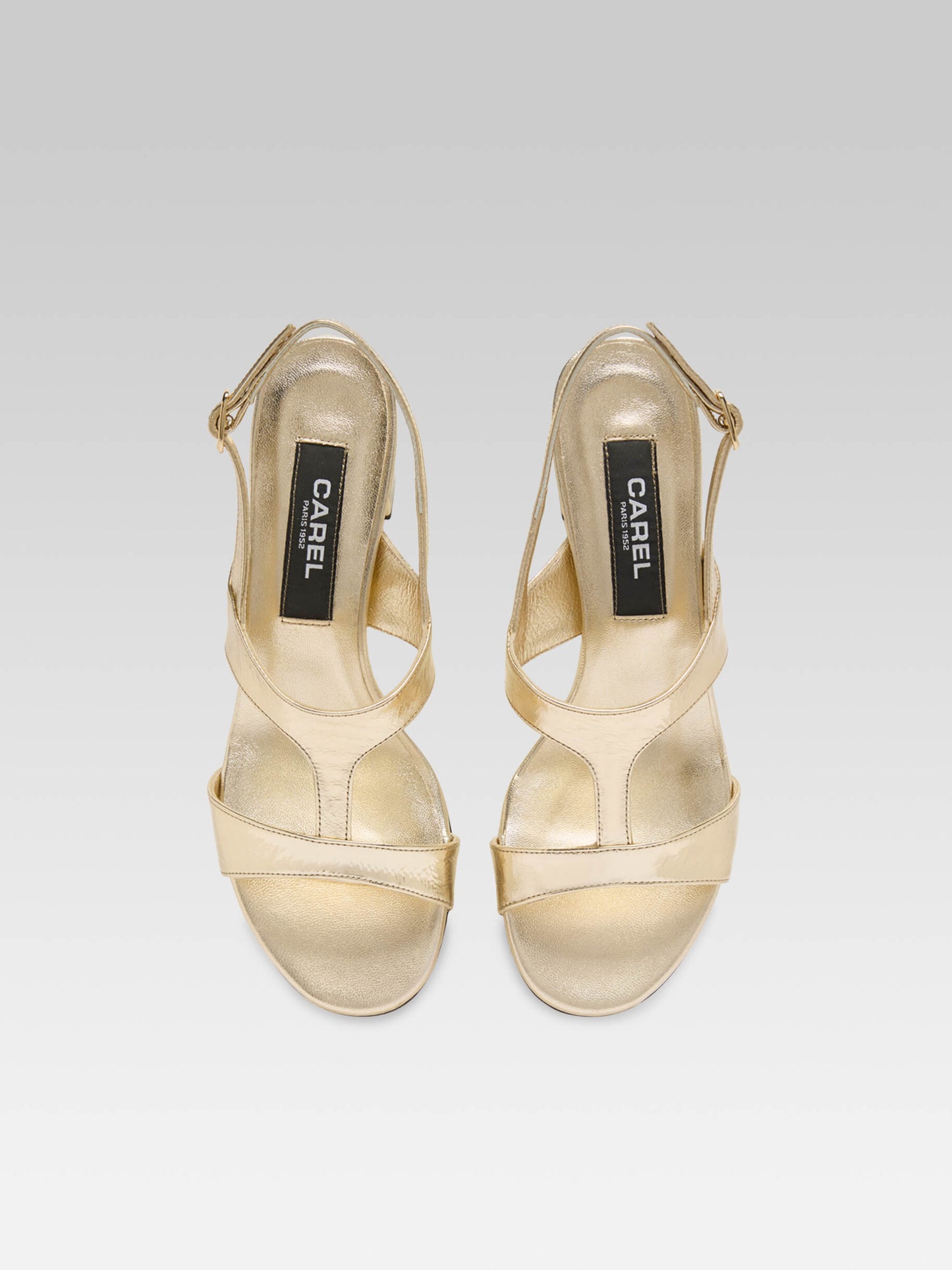 Romy - Sandales cuir laminé platine