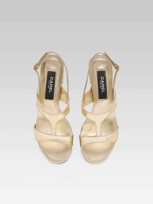 Romy - Platinum laminated leather sandals  - Image number 4