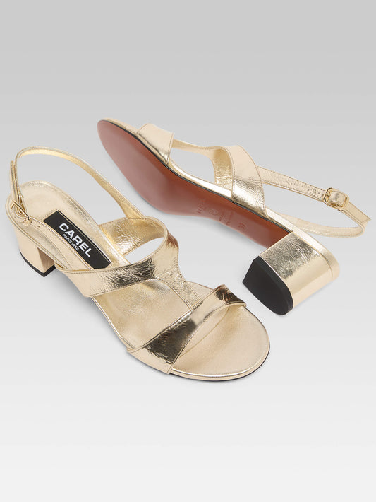 Romy - Platinum laminated leather sandals  - Image number 5