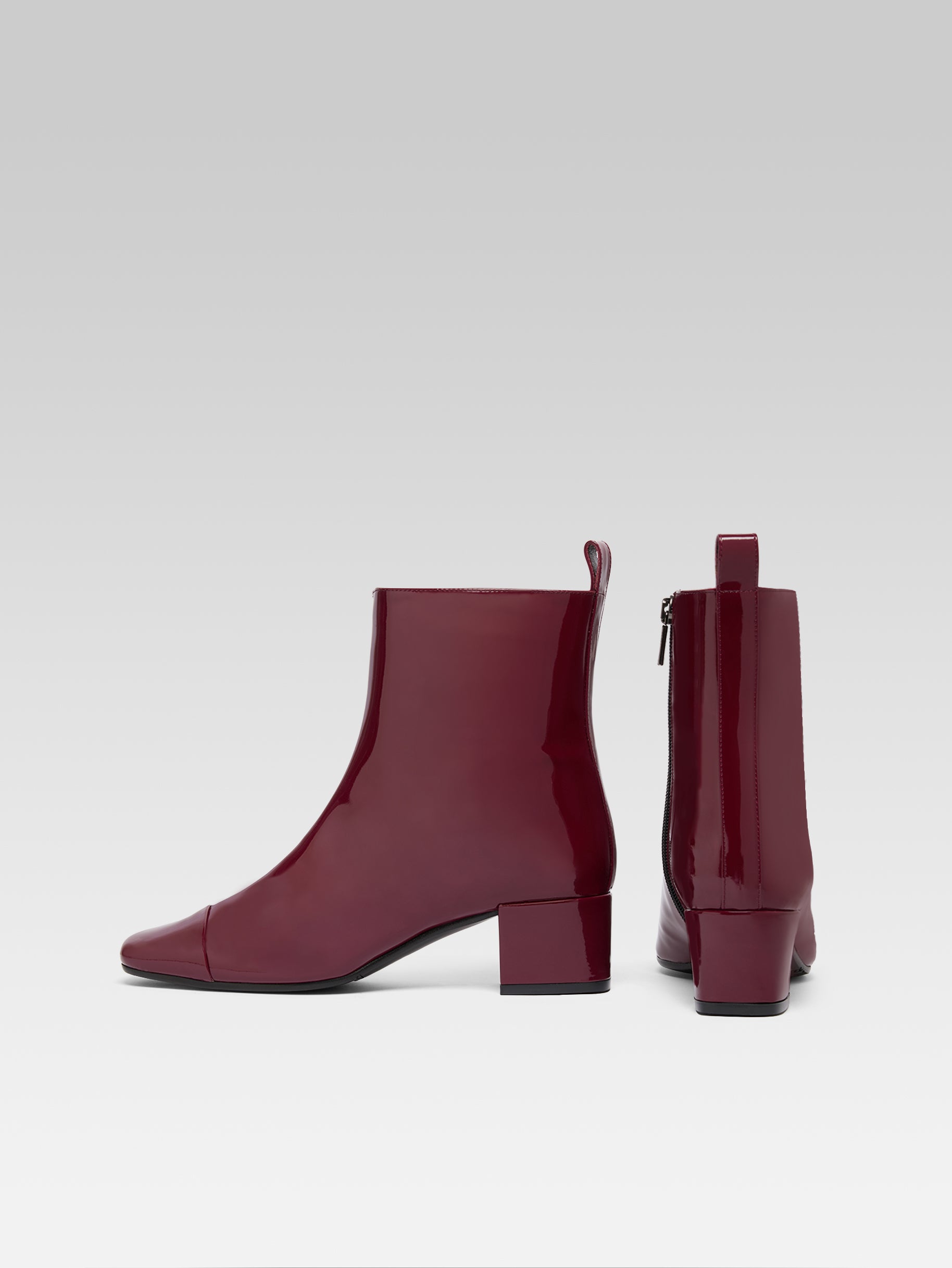Estime - Bottines cuir verni upcyclé prune - Image numéro 2