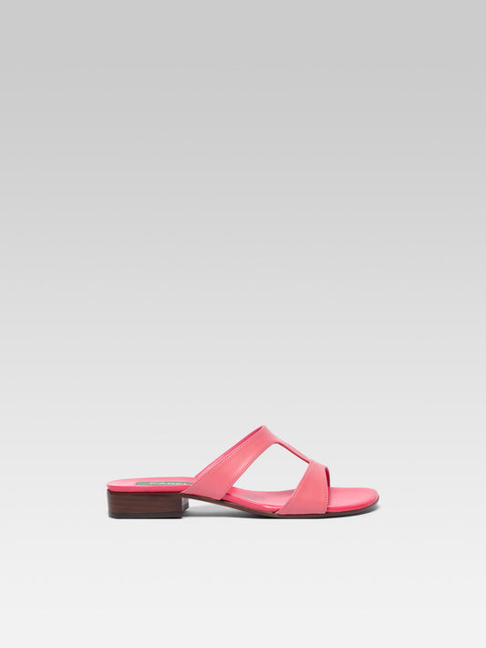 Leia - Pink upcycled leather mules - Image number 1