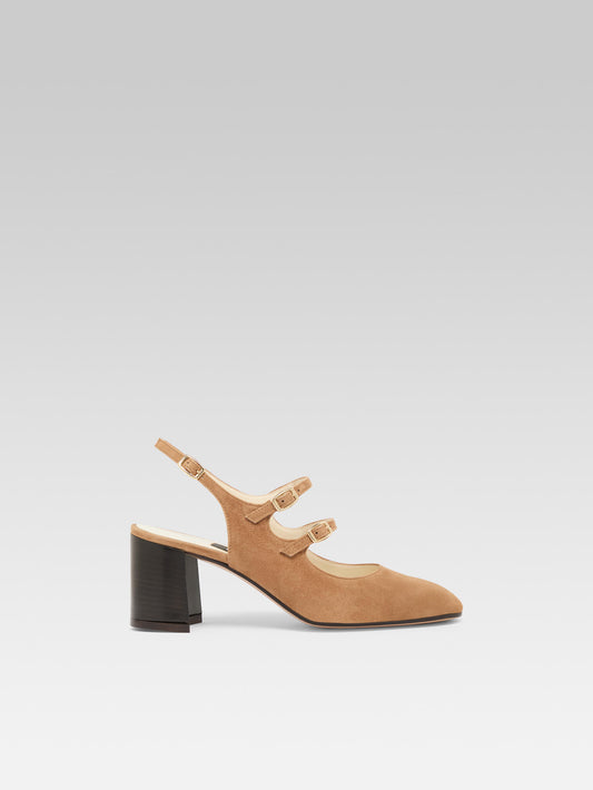 Banana - Hazelnut suede leather slingback Mary Janes - Image number 1