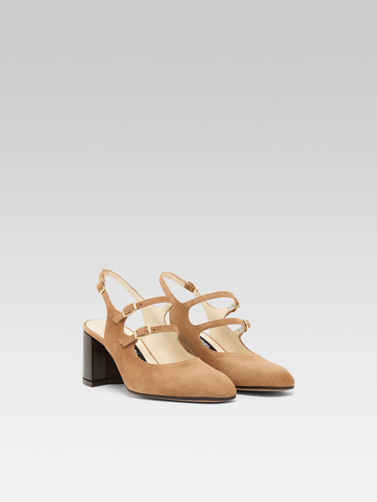 Banana - Hazelnut suede leather slingback Mary Janes - Image number 4