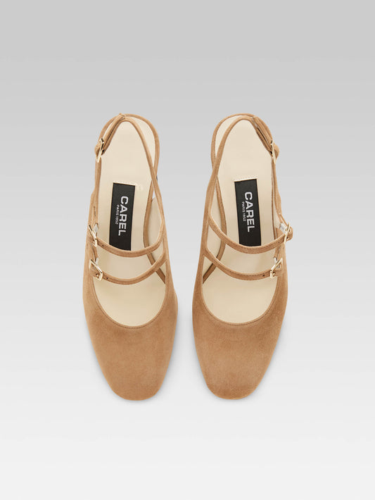 Banana - Hazelnut suede leather slingback Mary Janes - Image number 3