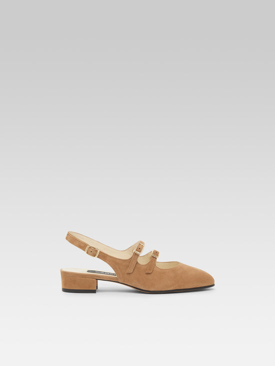 carel Peche - Babies slingback cuir velours noisette | Carel Paris
