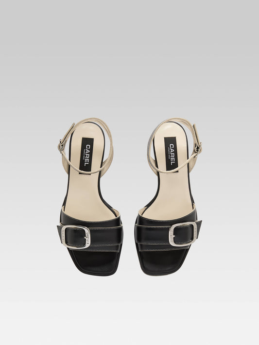 Francoise - Black leather flat sandals - Image number 3