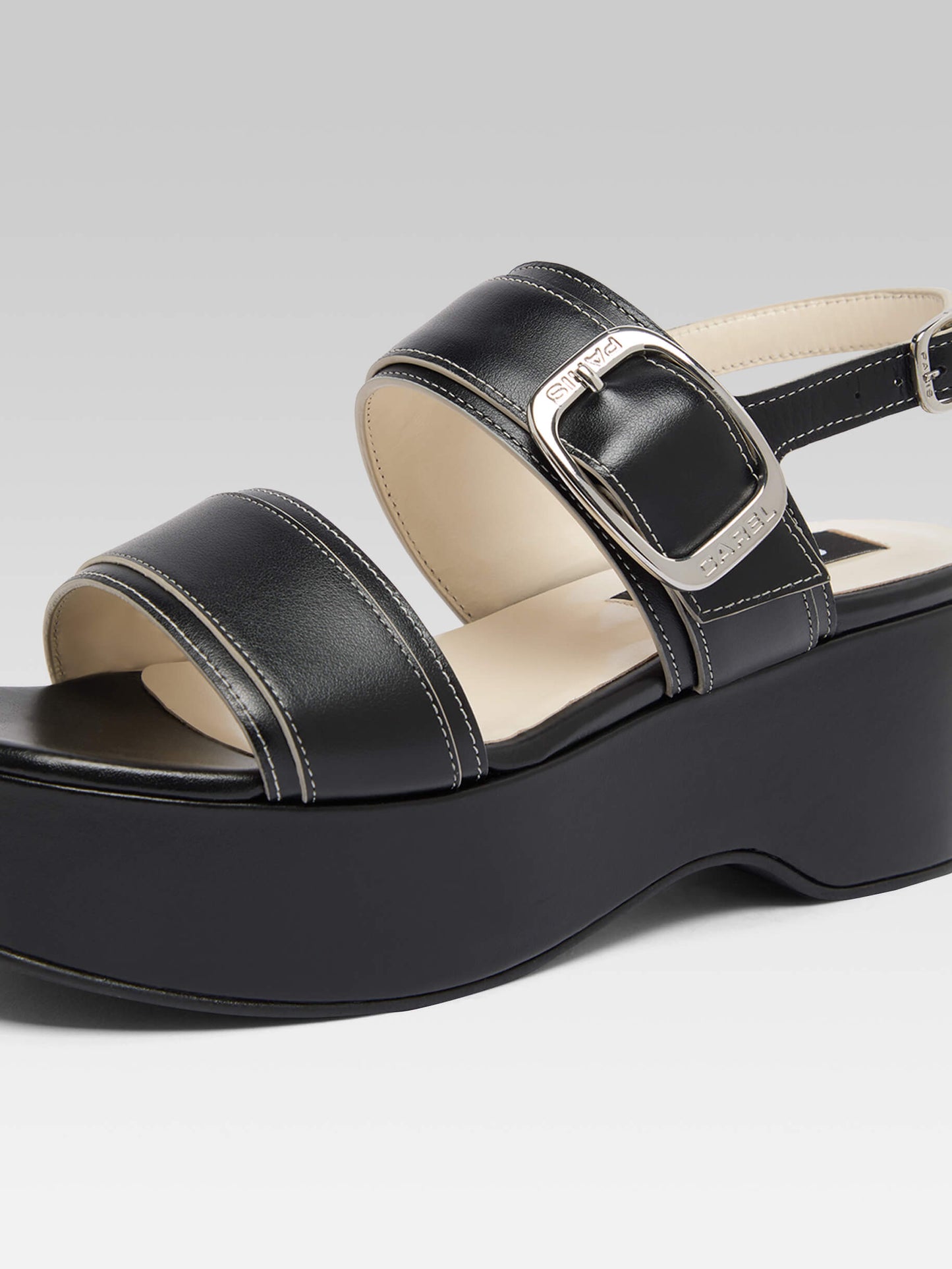 Francine - Black leather platform sandals