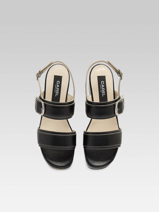 Francine - Black leather platform sandals - Image number 3