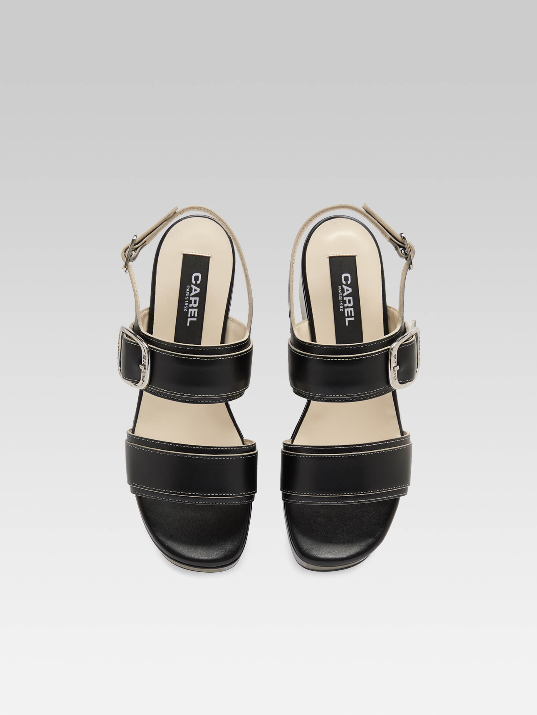 Francine - Black leather platform sandals - Image number 3