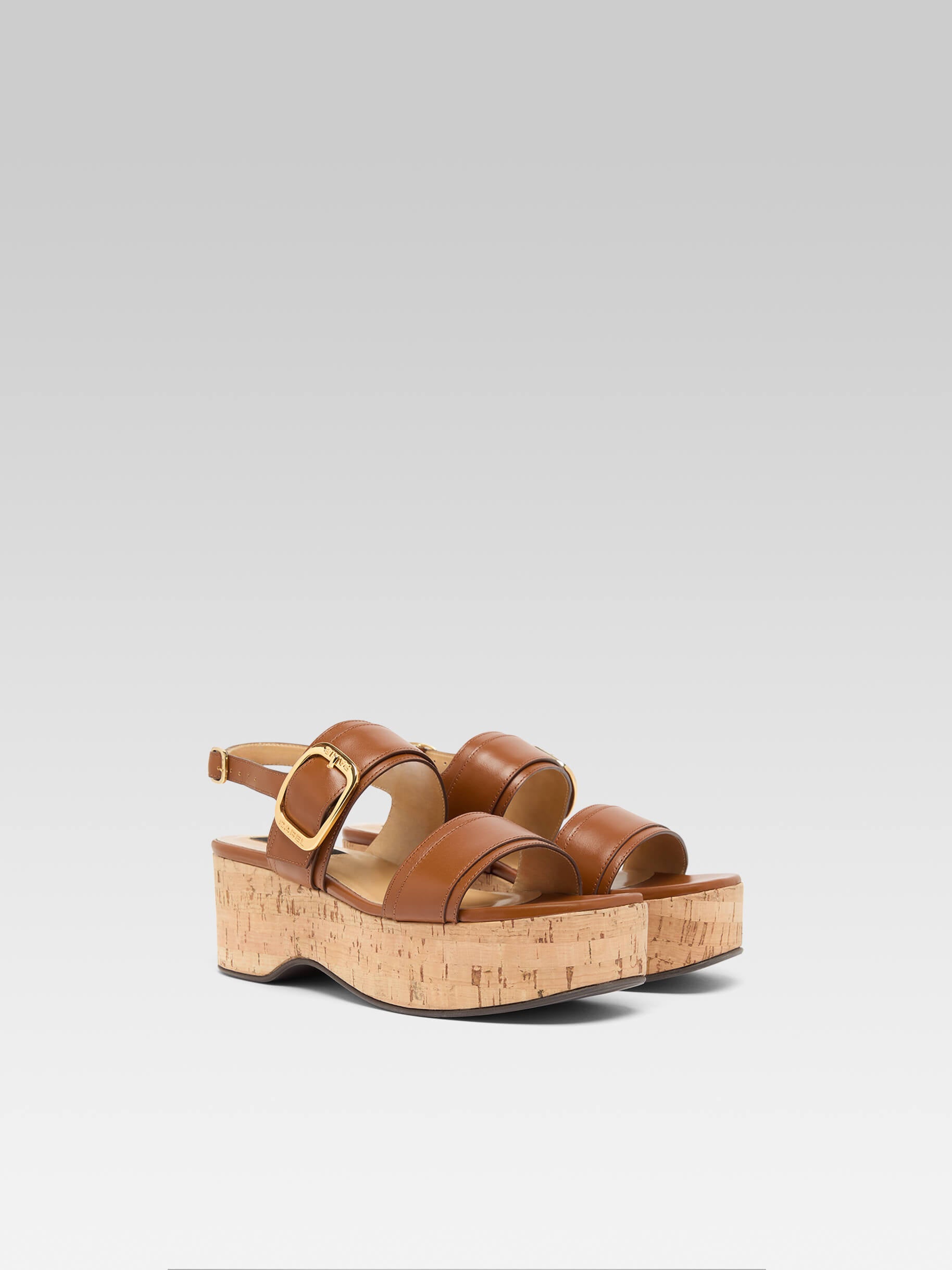 Francine - Sandales à plateforme cuir cognac - Image numéro 4