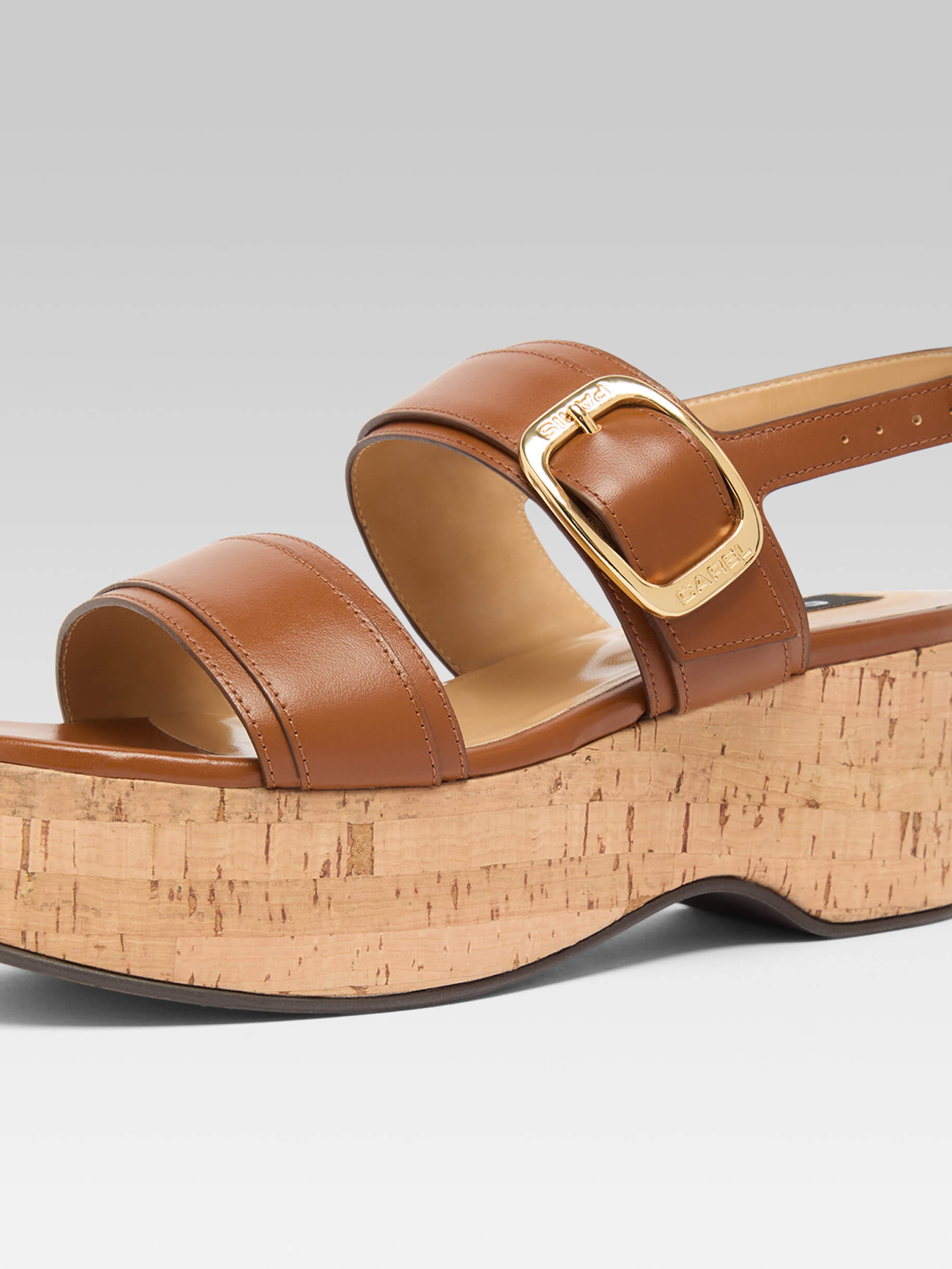 Francine - Sandales à plateforme cuir cognac - Image numéro 3