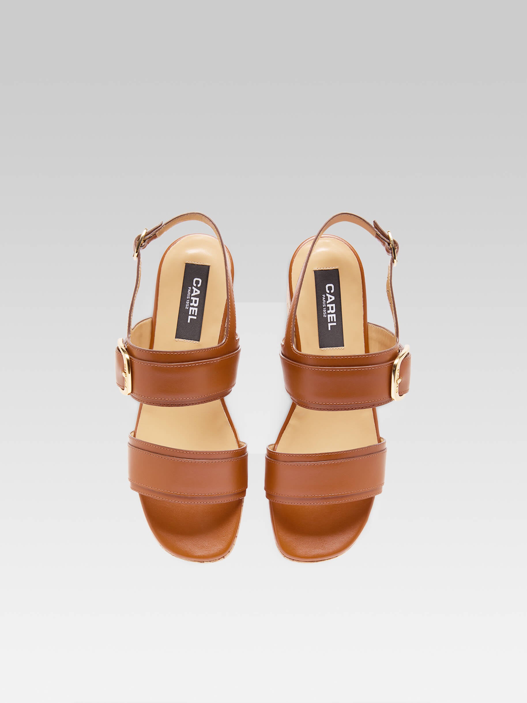Francine - Sandales à plateforme cuir cognac - Image numéro 5