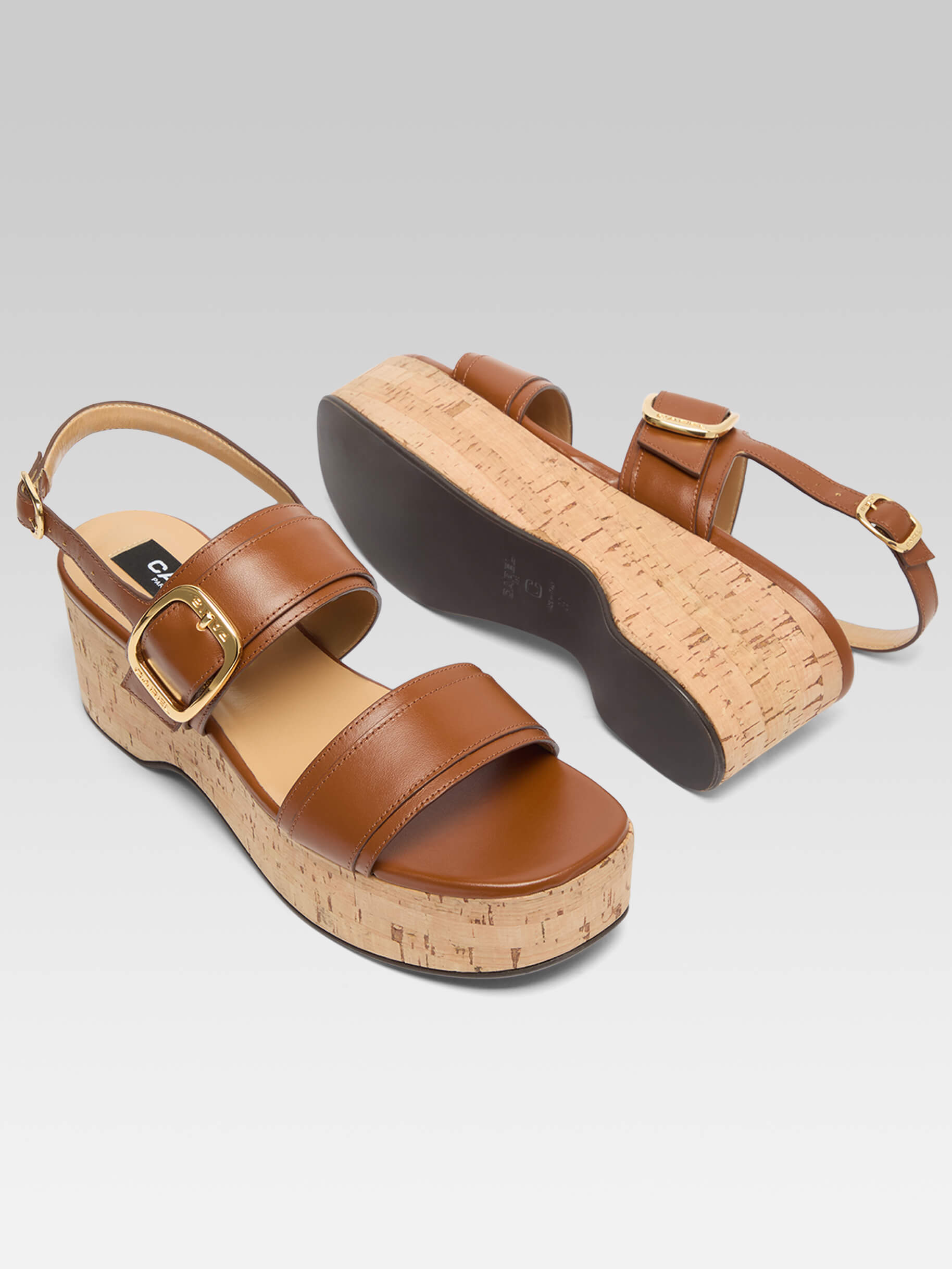 Francine - Sandales à plateforme cuir cognac - Image numéro 6