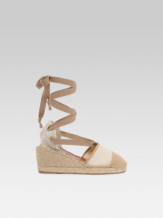 Parasol - Espadrilles compensées toile bi-beige - Image numéro 1