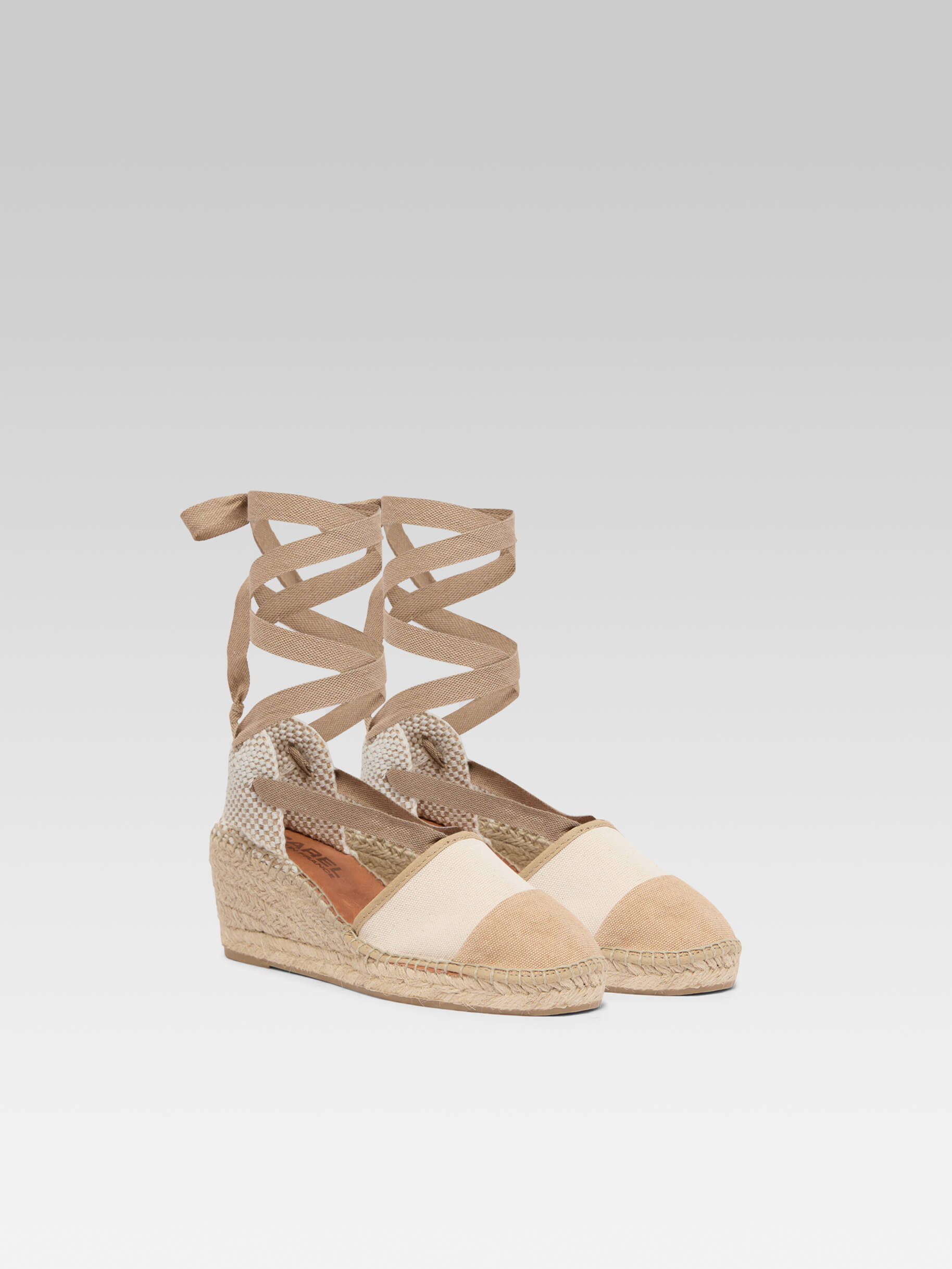 Parasol - Bi-beige canvas wedge espadrilles - Image number 4