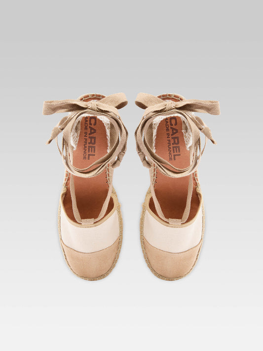 Parasol - Espadrilles compensées toile bi-beige - Image numéro 5