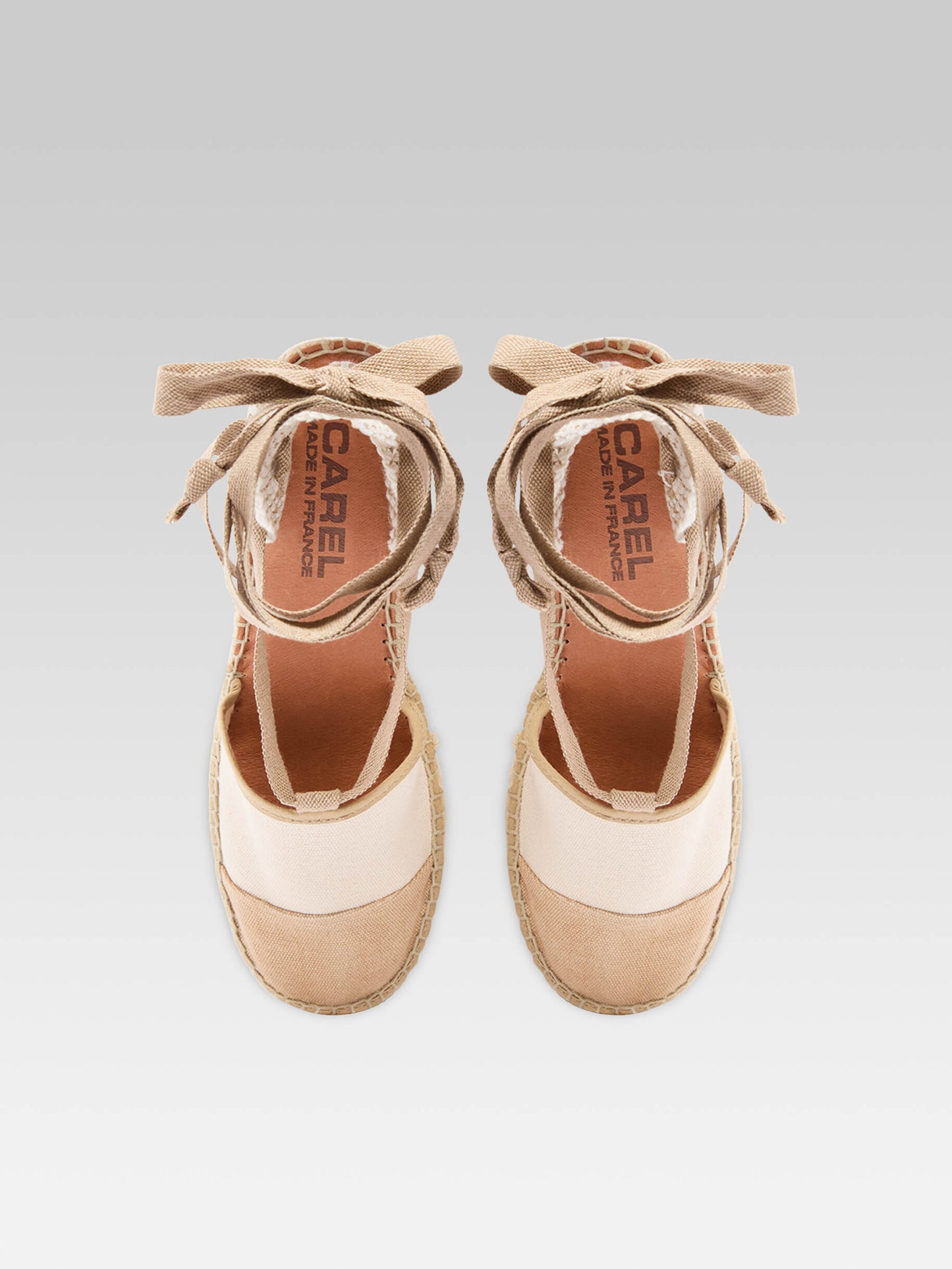 Parasol - Bi-beige canvas wedge espadrilles