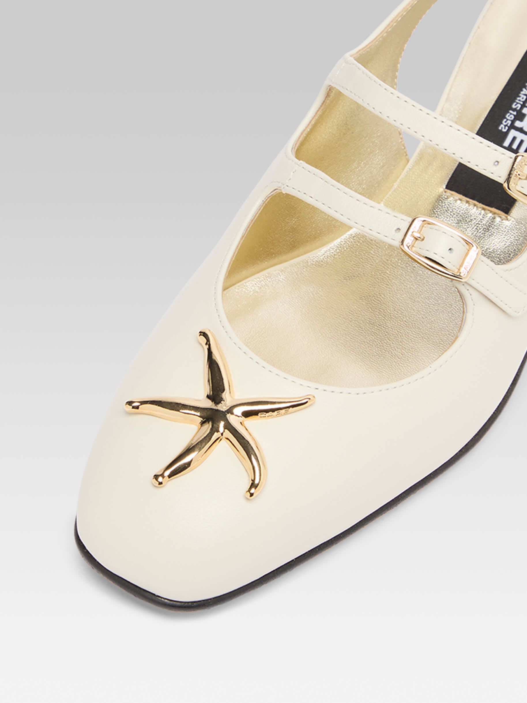 Peche Star - Babies slingback cuir ivoire upcyclé bijou coquillage - Image numéro 2