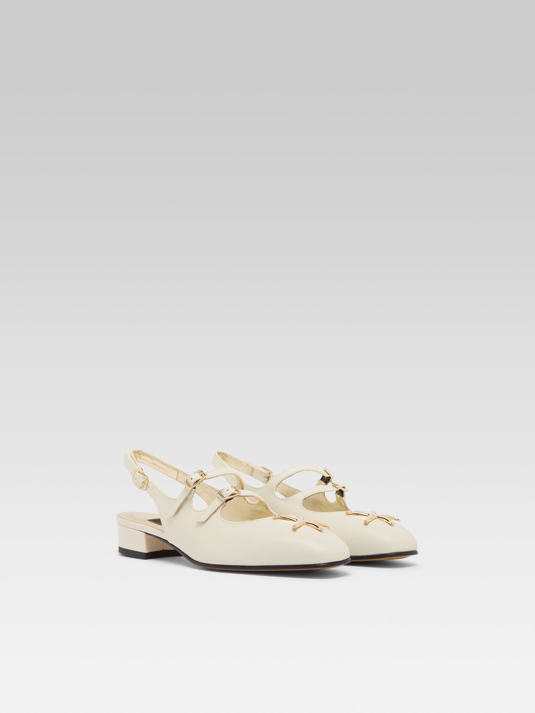 Peche Star - Babies slingback cuir ivoire upcyclé bijou coquillage - Image numéro 5