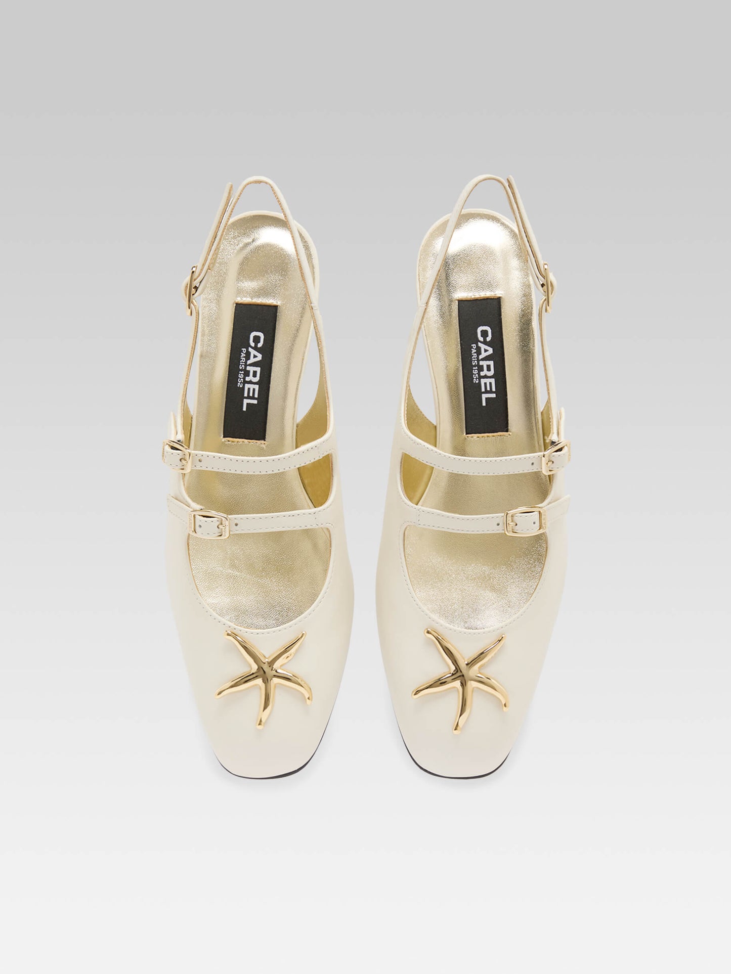Peche Star - Babies slingback cuir ivoire upcyclé bijou coquillage