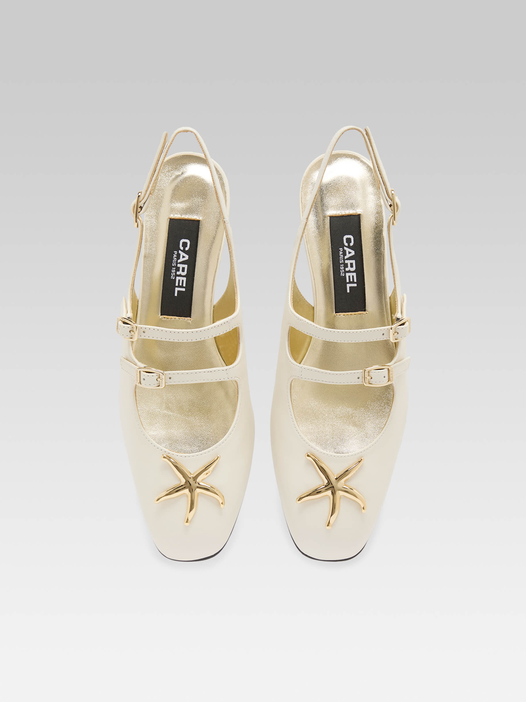 Peche Star - Babies slingback cuir ivoire upcyclé bijou coquillage - Image numéro 4