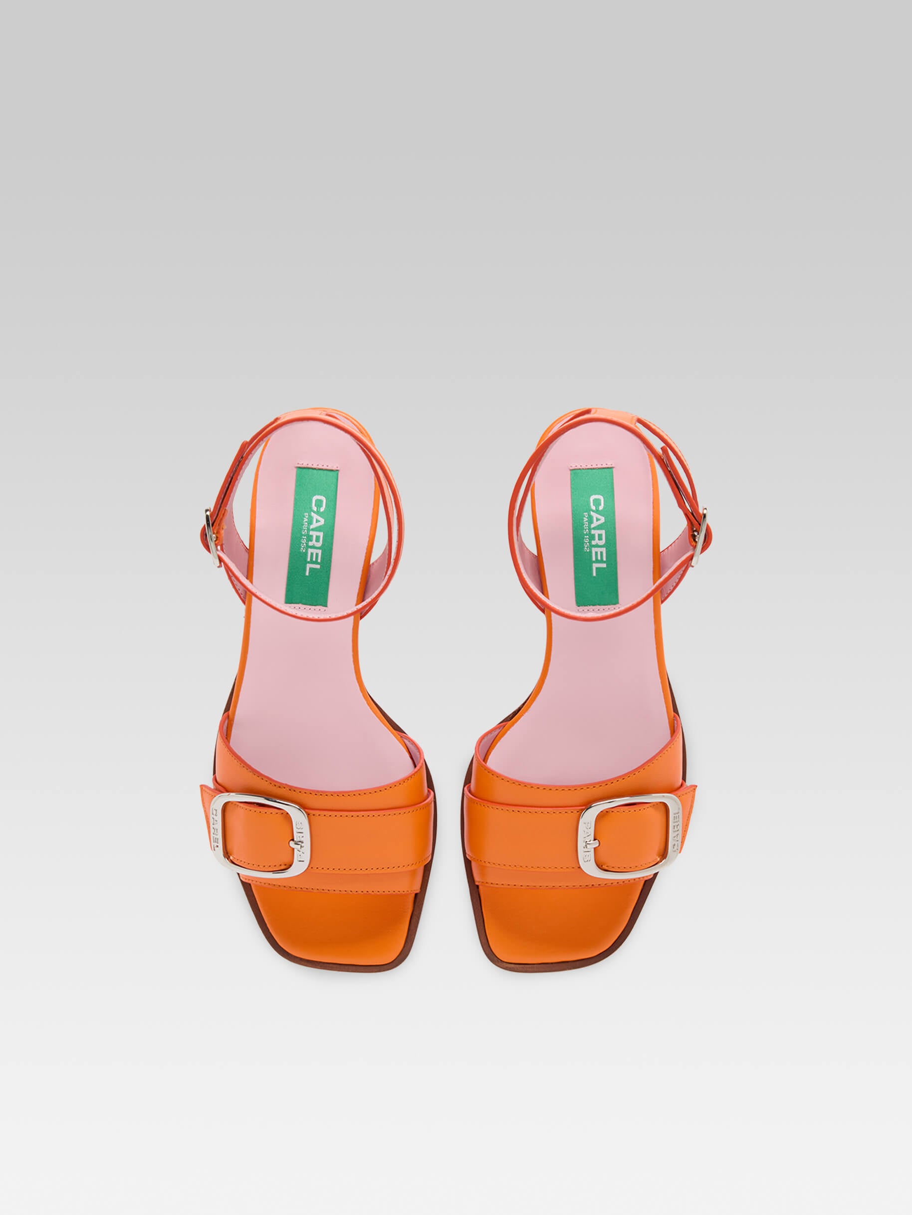 Francoise - Sandales plates cuir upcyclé orange - Image numéro 3