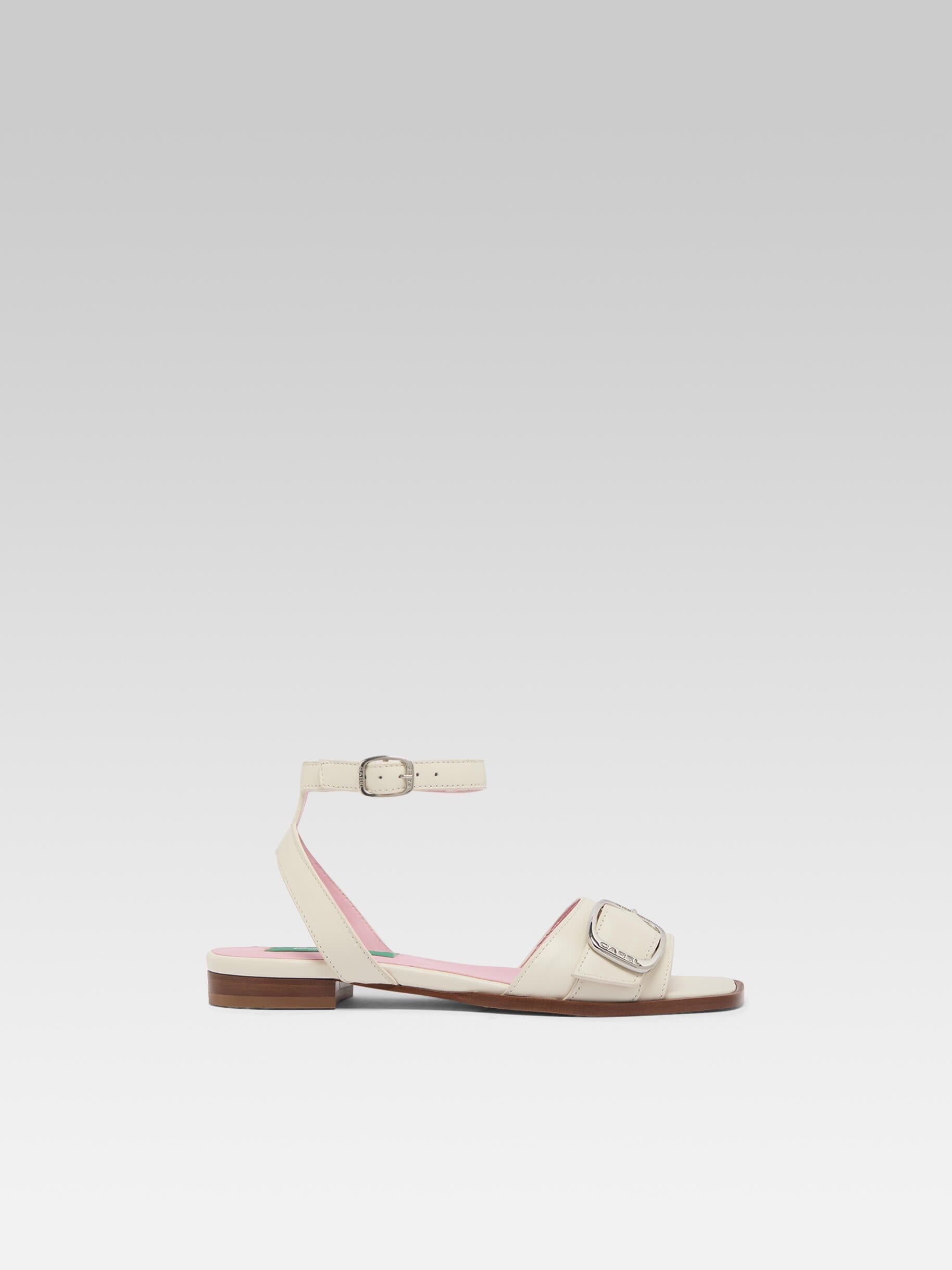 Francoise - Ivory upcycled leather flat sandals - Image number 1