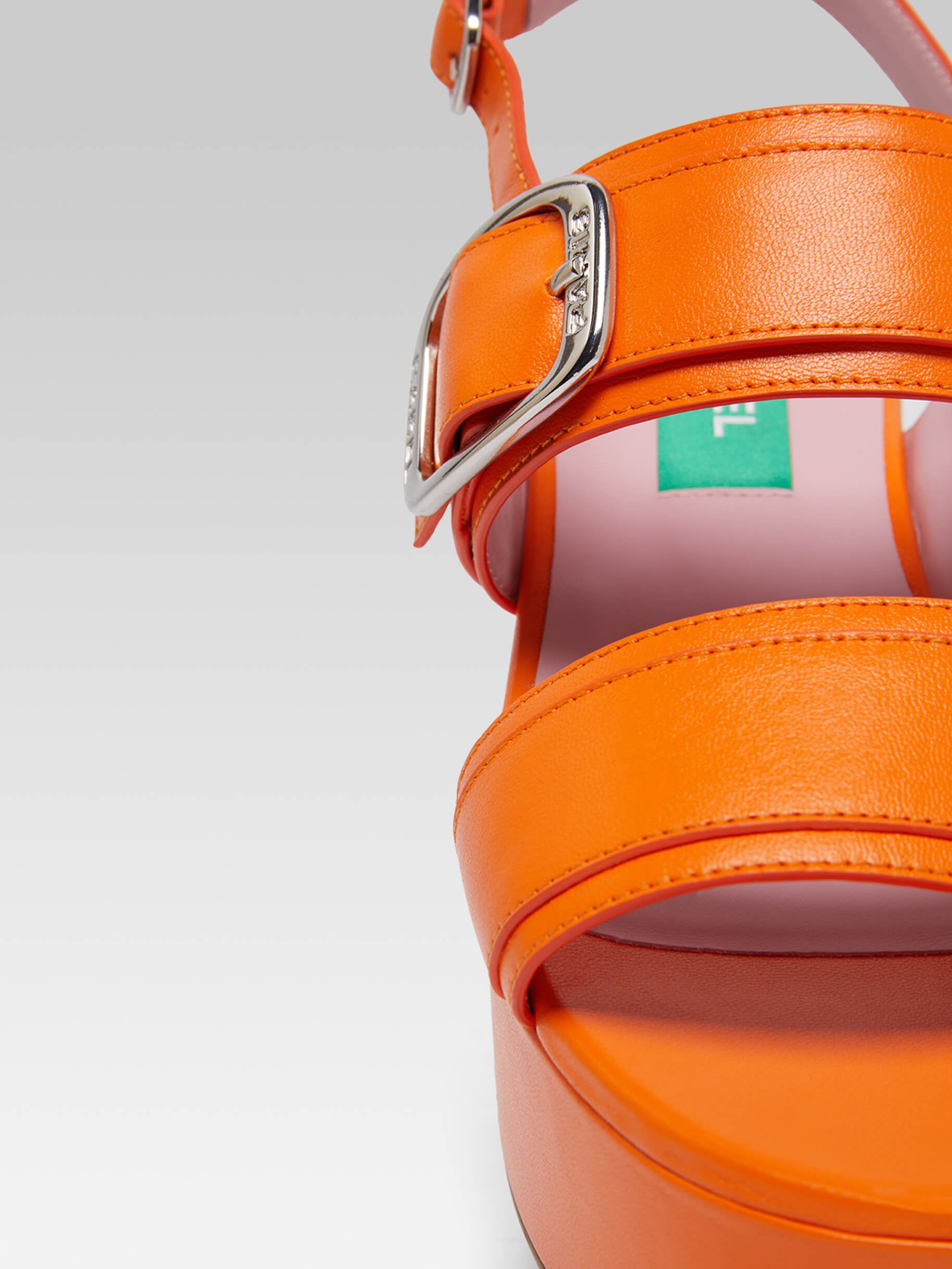 Francine - Sandales à plateforme cuir orange upcyclé | Carel