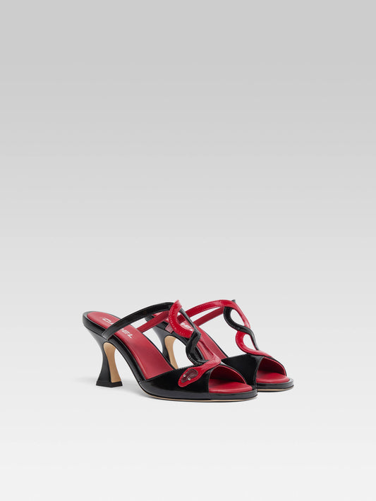 Naja - Black and red patent leather snake heel mules - Image number 4