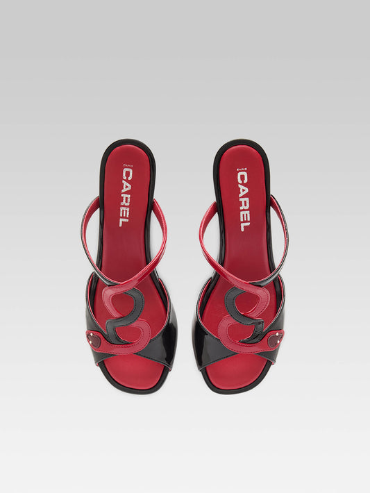 Naja - Black and red patent leather snake heel mules - Image number 3