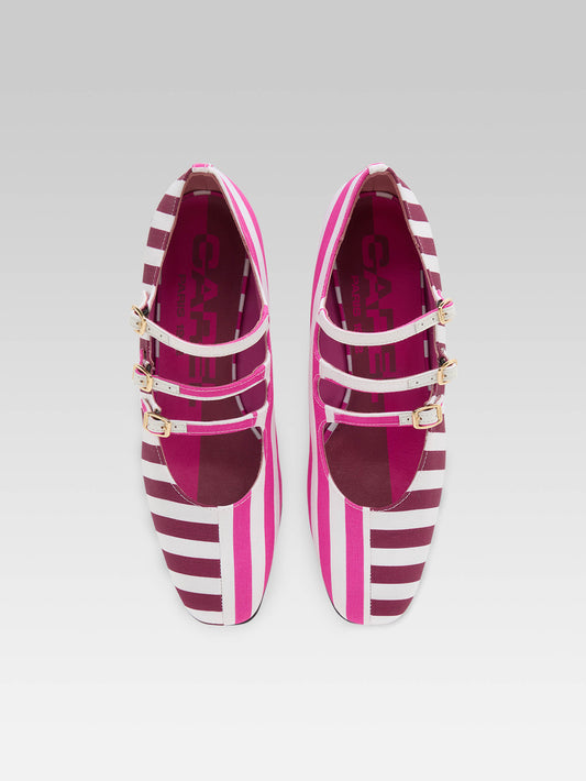 Kina Half - Burgundy, pink and white bayadere fabric Mary Janes  - Image number 2