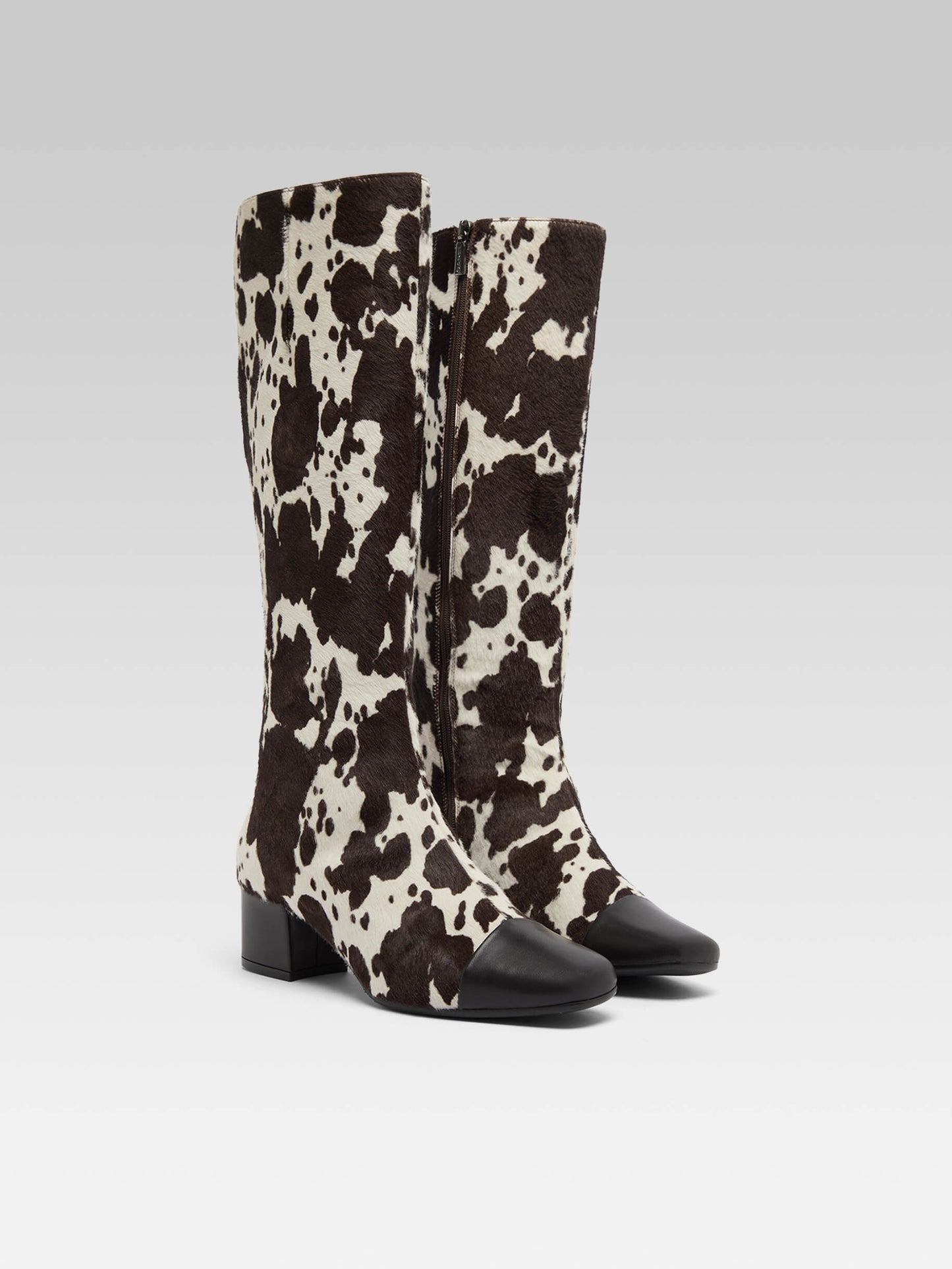 Malaga - Cow print pony leather boots