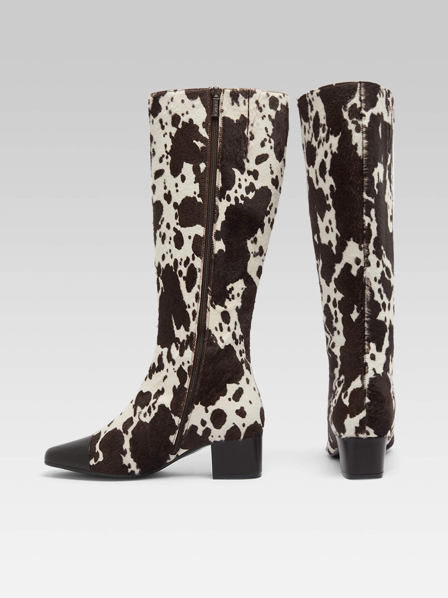 Malaga - Cow print pony leather boots