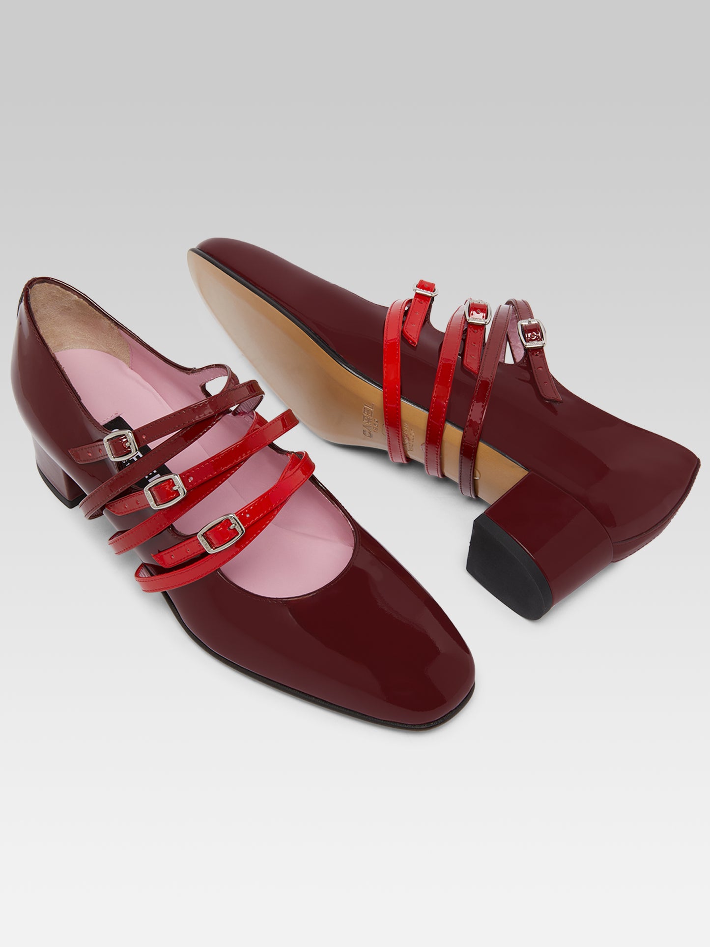 Kina Spaghetti - Escarpins babies cuir verni multi marron