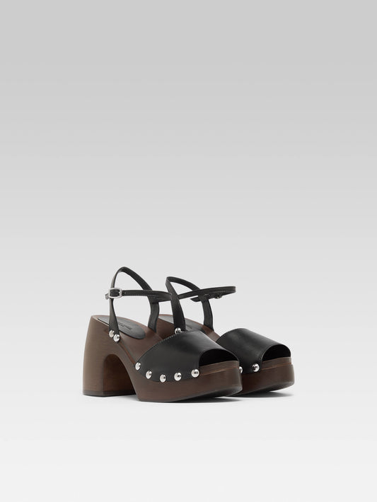 Laly - Black leather clog - Image number 4