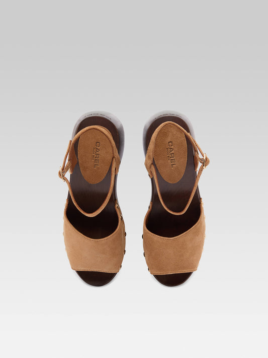 Laly - Camel suede leather clogs - Image number 4