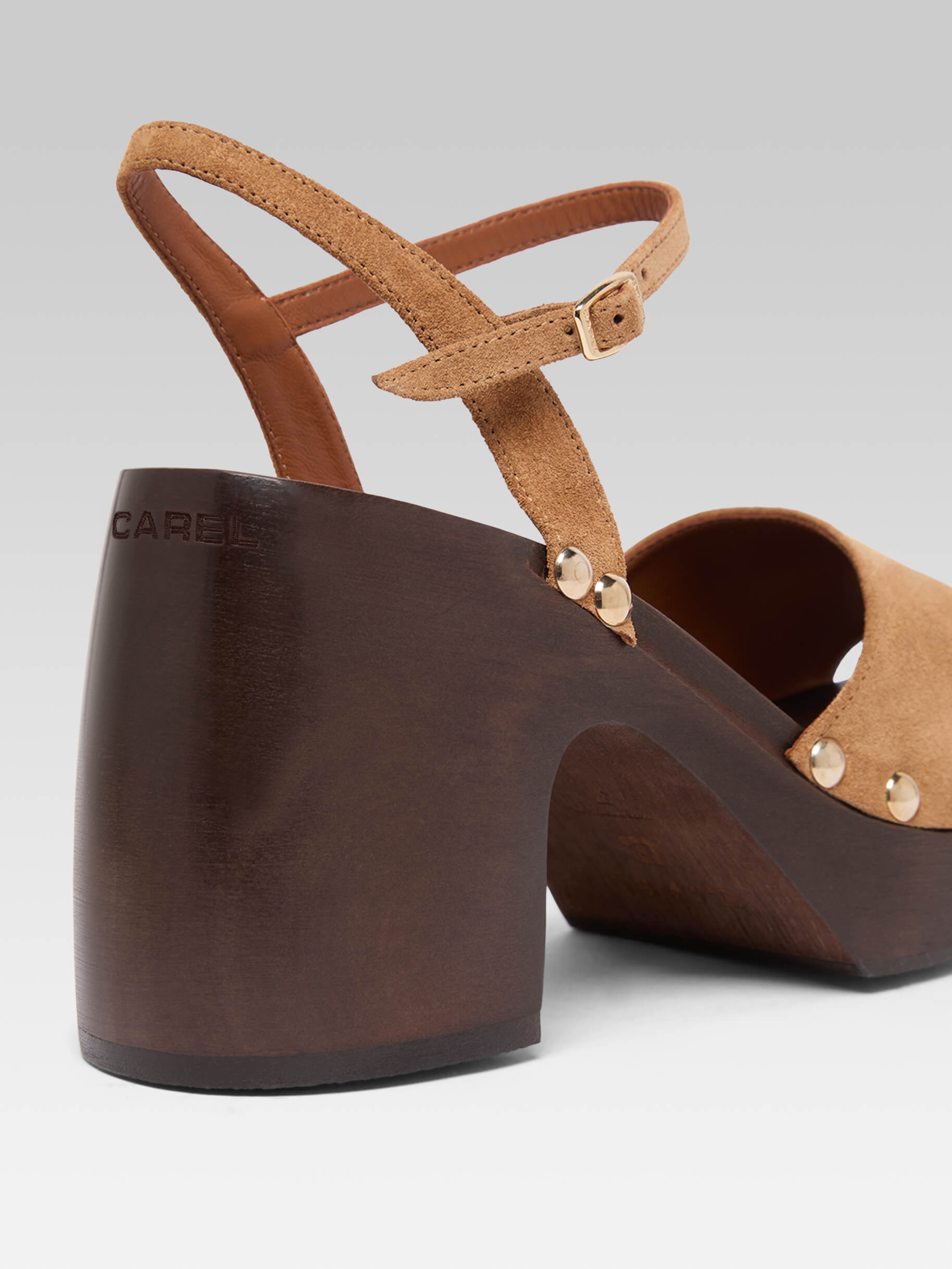 Laly - Camel suede leather clogs - Image number 3