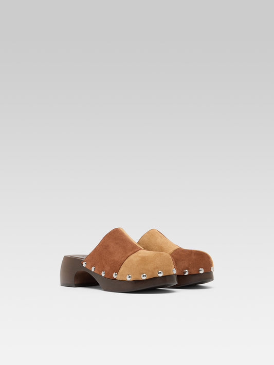 Ivy - Brown two-tone suede leather clog - Image number 4